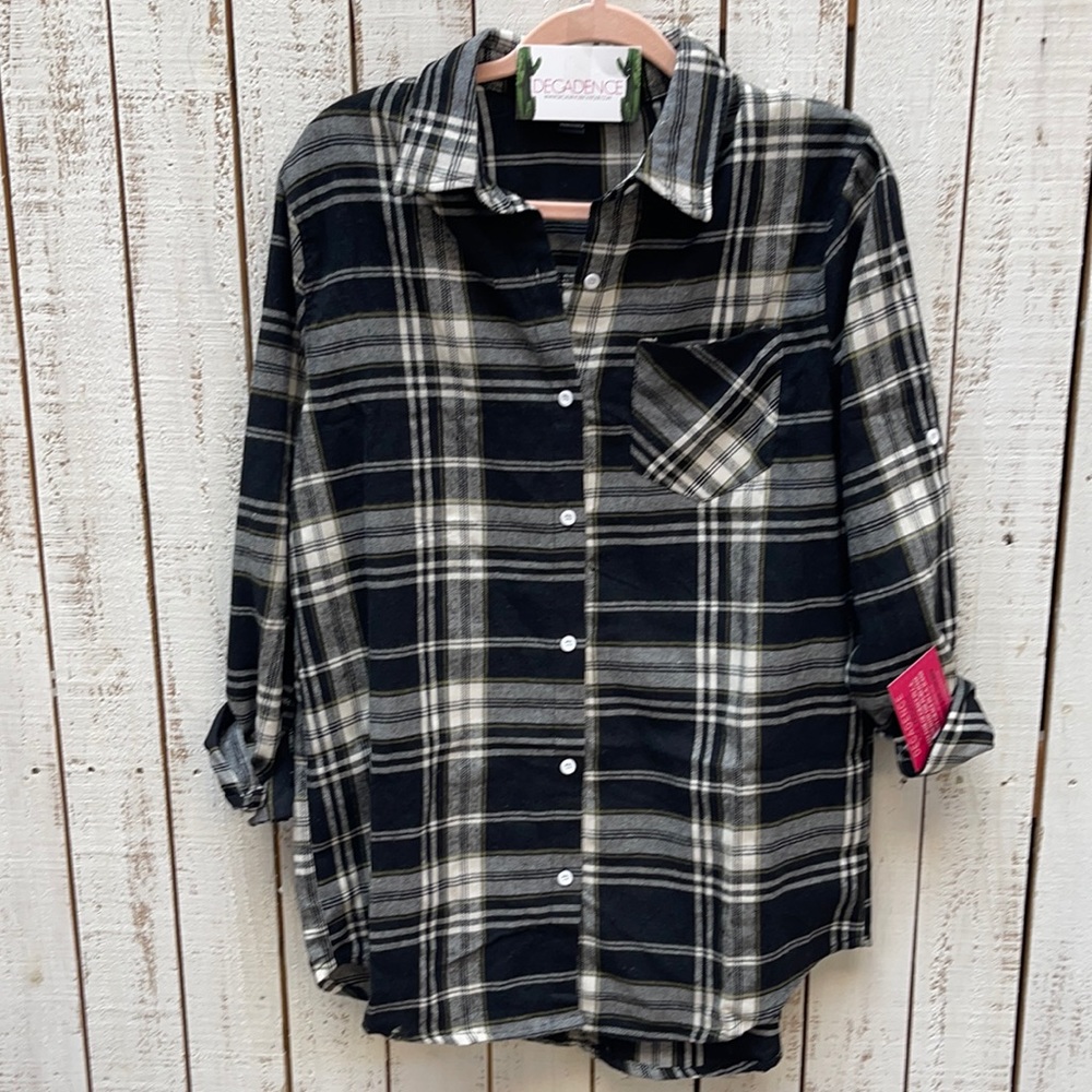 All the feelings over sized plaid button down
